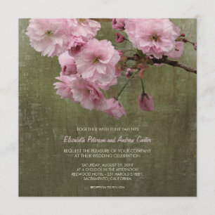 Invitation Fleurs de cerisier rustiques 5.25x5.25 floral