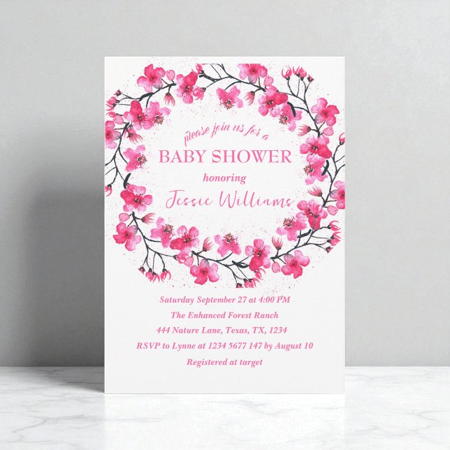 Invitation Fleurs de cerisier Sakura Baby shower (Créateur téléchargé)