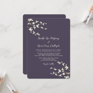 Invitation Fleurs de cerisier Sakura crème Mariage asiatique