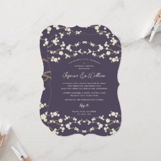 Invitation Fleurs de cerisier Sakura crème mariage asiatique