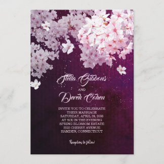 Invitation Fleurs de cerisiers florissantes Mariage du printe