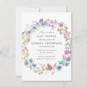 Invitation Fleurs de champ Baby shower floral peint à la ma