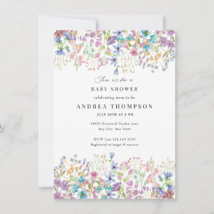 Invitation Fleurs de champ Baby shower floral peint à la ma