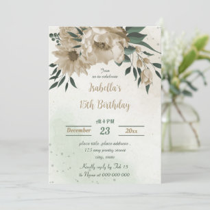 Invitation fleurs de champagne verdure anniversaire