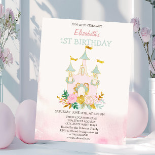 Invitation Fleurs de château aquarelle Anniversaire