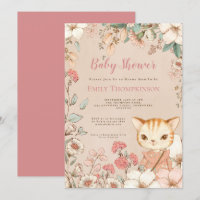 Fleurs de chats vintages Feuilles Baby shower fill