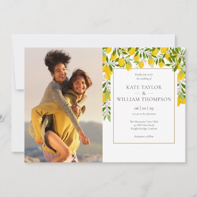Invitation Fleurs de citronniers Photos de verdure Mariage (Devant)