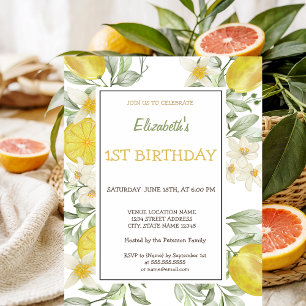 Invitation Fleurs de citrons à l'aquarelle Anniversaire