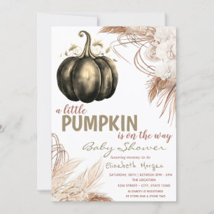 Invitation Fleurs de citrouille chic Herbe des pampas