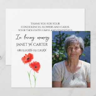 Invitation Fleurs de coquelicots rouges en souvenir affectueu