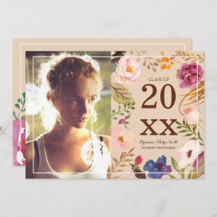 Invitation Fleurs de cor à eau Boho rustiques Photo Grad Part