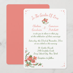 Invitation Fleurs de corail rose floral mariage printemps été