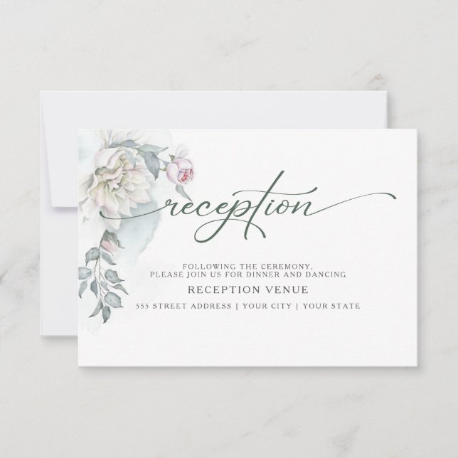Invitation Fleurs de cottage rose ivoire (Devant)