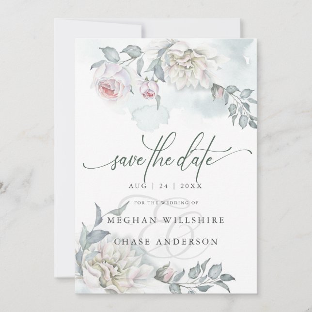 Invitation Fleurs de cottage rose ivoire (Devant)