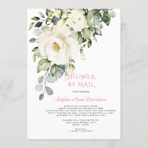 Invitation Fleurs de crème blanche Baby shower par courrier