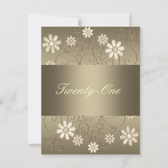 Invitation Fleurs de crème en métal d'égout en bronze 21e ann (Devant)