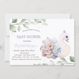 Invitation Fleurs de cygne bébé Fête de naissance