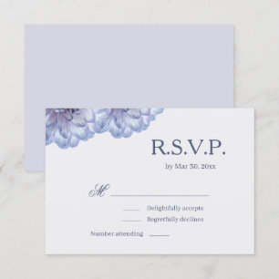 Invitation Fleurs de Dahlia Bleu Lilas Élégant Réponse Mariag