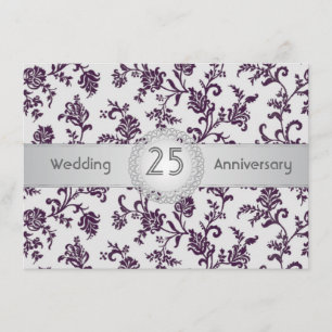 Invitation Fleurs de Damas pourpre, 25e anniversaire de maria
