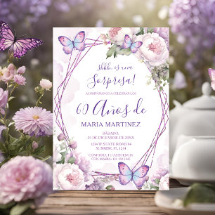 Invitation Fleurs de Dusty Purple espagnoles Sorpresa 60ème A