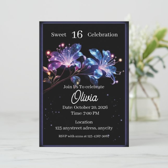 Invitation Fleurs de Fantaisie Lueur Céleste (Debout devant)
