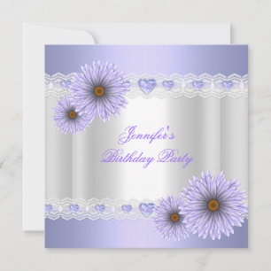 Invitation Fleurs de fête d'anniversaire lilas blanc élégant,