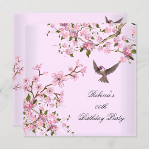 Invitation Fleurs de fête d'anniversaire rose asiatique Bird