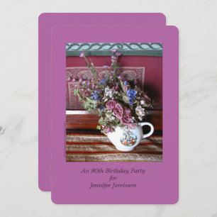 Invitation Fleurs de fête du 80e anniversaire Teapot Vintage 