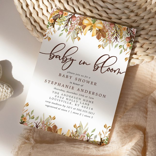 Invitation Fleurs de feuillage d'automne Bébé en fleurs Baby  (Créateur téléchargé)