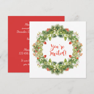 Invitation Fleurs de fleurs de fleurs de gerbes de Noël Invit