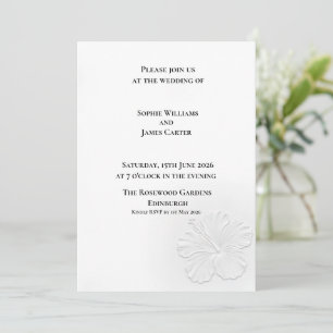 Invitation Fleurs de flocon de neige blanc Relief Élégant Mar