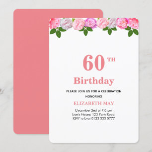 Invitation Fleurs de Floral & Laurier 40ème, 60ème Anniversai
