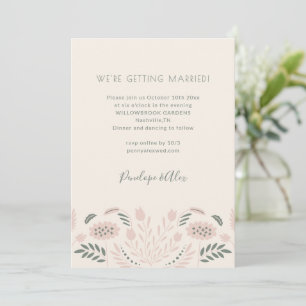 Invitation Fleurs de Folk Scandi Simples Mariage Rose Sauge