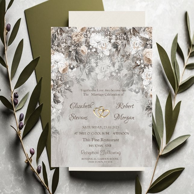 Invitation Fleurs de forêt de mariage de merveilleux d'hiver (Créateur téléchargé)