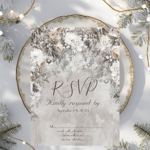 Invitation Fleurs de forêt de merveilleux hiver RSVP