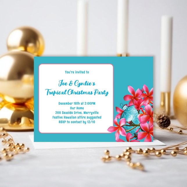 Invitation Fleurs de frangipanier tropicales fête de Noël (Créateur téléchargé)