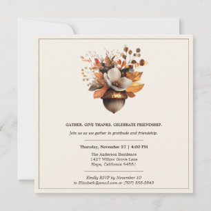 Invitation Fleurs de Gland Rustique   Dîner de Thanksgiving I