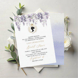 Invitation Fleurs de glycine à l'aquarelle moderne époque Rég