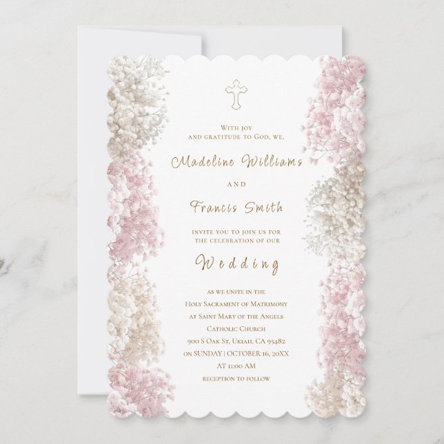 Invitation Fleurs de Gypsophile | Mariage (Devant)