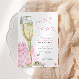 Invitation Fleurs de Hortensia Rose pour une Baby Shower