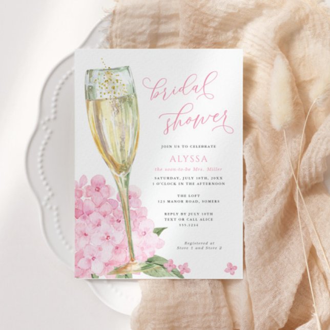 Invitation Fleurs de Hortensia Rose pour une Baby Shower (Créateur téléchargé)