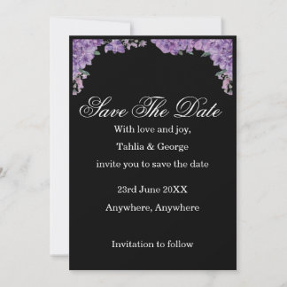 Invitation Fleurs de Jacaranda noires et violettes Enregistre
