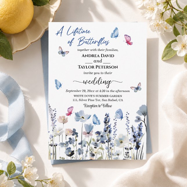 Invitation Fleurs de Jacinthe Papillons Mariage (Créateur téléchargé)