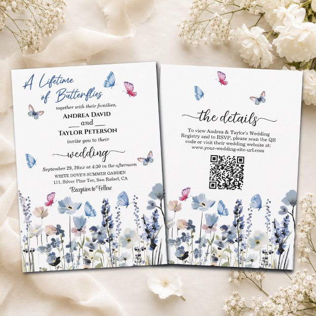 Invitation Fleurs de Jacinthe Sauvage Mariage Code QR Tout-en (Créateur téléchargé)