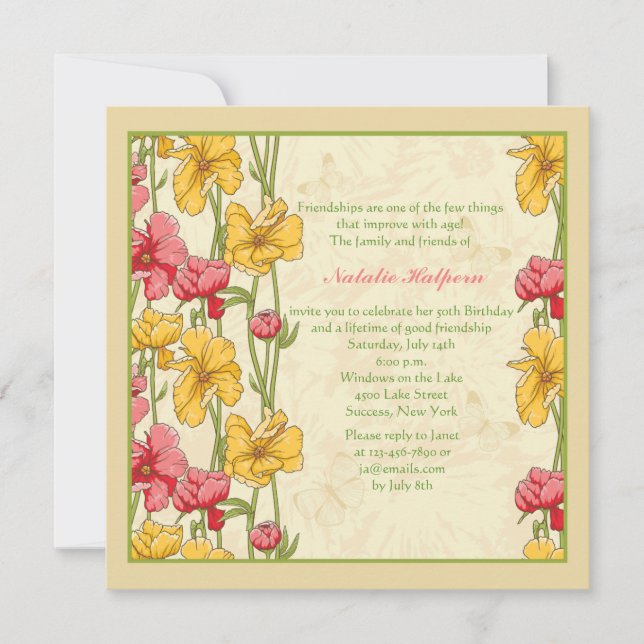Invitation Fleurs de jardin (Devant)