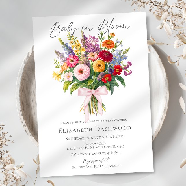 Invitation Fleurs de Jardin colorées Baby shower de fille de  (Créateur téléchargé)