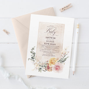 Invitation Fleurs de Jardin colorées Elégant Baby shower Boho