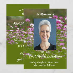 Invitation Fleurs de jardin Cosmos Célébration du service de 