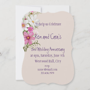 Invitation Fleurs de jardin de marguerite pour le 2ème annive