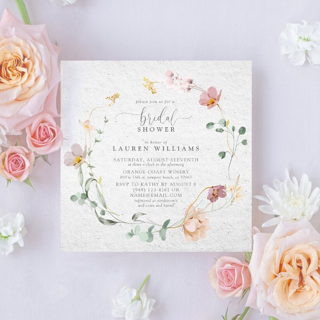 Invitation Fleurs de Jardin Roses Vides Fête des mariées de c (Elegance in Bloom: Your Bridal Shower Invite Template )